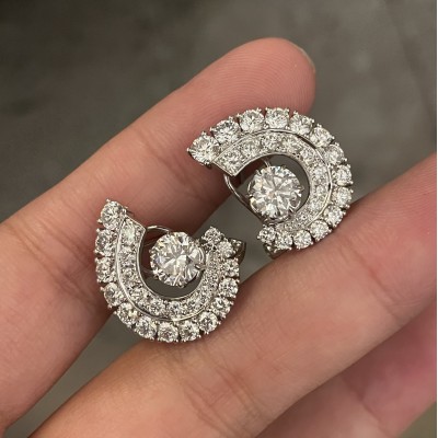 Ruif Jewelry Customized 18k White Gold Lab Grown Diamond Earrings Nautilus Earrings Classic Engagement Band Jewelry 