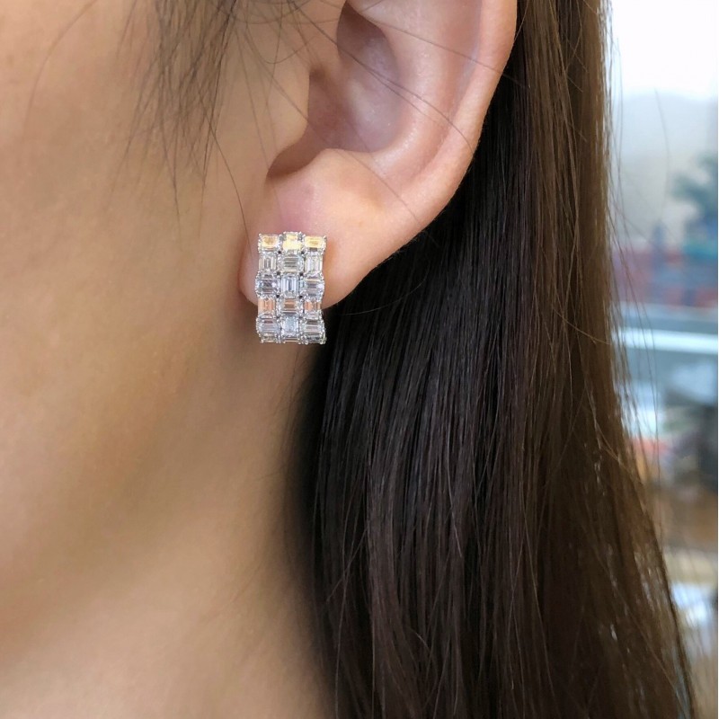 Ruif Jewelry Customized 18K White Gold 3.58ct Lab Grown Diamond Earrings Classic Emerald Cut Engagement Band Jewelry Ruif Jewelry Customized 18K White Gold 3.58ct Lab Grown Diamond Earrings Classic Emerald Cut Engagement Band Jewelry