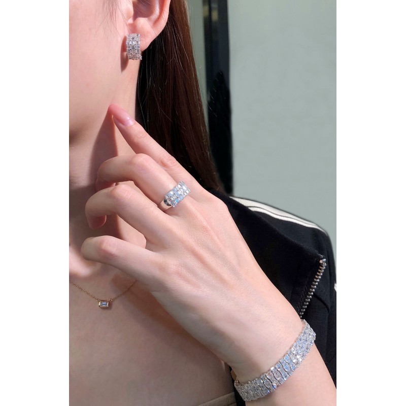 Ruif Jewelry Customized 18K White Gold 3.58ct Lab Grown Diamond Earrings Classic Emerald Cut Engagement Band Jewelry Ruif Jewelry Customized 18K White Gold 3.58ct Lab Grown Diamond Earrings Classic Emerald Cut Engagement Band Jewelry