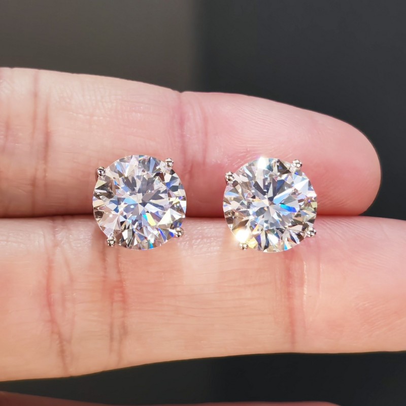 Ruif Jewelry Customized 18k White Gold 5ctx2pcs Lab Grown Diamond Earrings Round Shape Classic Engagement Band Jewelry Ruif Jewelry Customized 18k White Gold 5ctx2pcs Lab Grown Diamond Earrings Round Shape Classic Engagement Band Jewelry