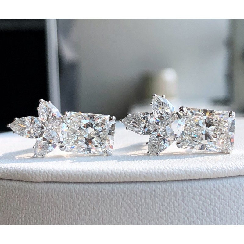 Ruif Jewelry Customized PT950 3ctx2pcs Lab Grown Diamond Earrings Radiant Cut Classic Engagement Band Jewelry Ruif Jewelry Customized PT950 3ctx2pcs Lab Grown Diamond Earrings Radiant Cut Classic Engagement Band Jewelry