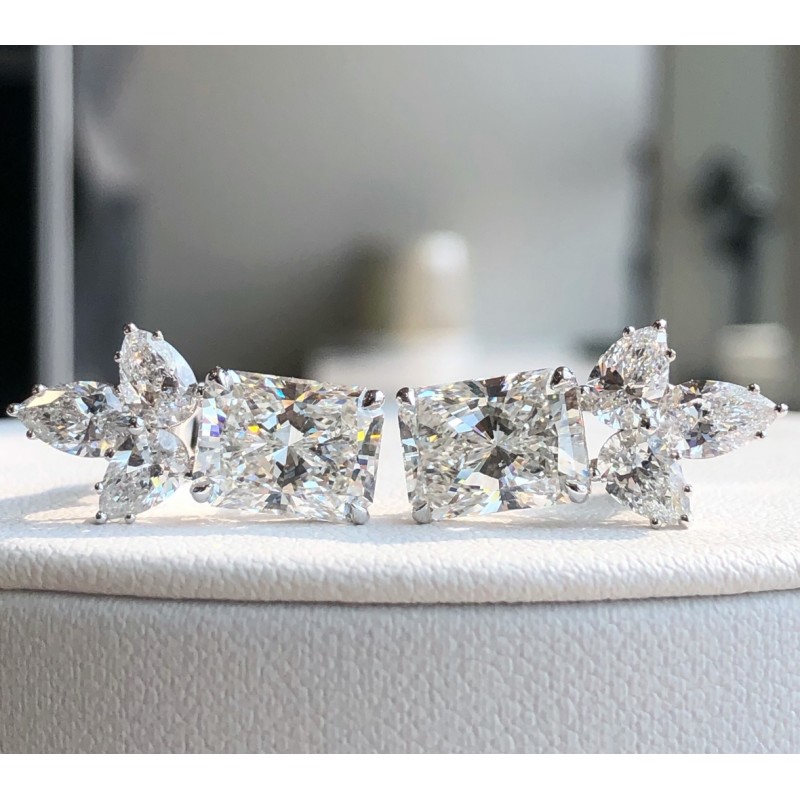 Ruif Jewelry Customized PT950 3ctx2pcs Lab Grown Diamond Earrings Radiant Cut Classic Engagement Band Jewelry Ruif Jewelry Customized PT950 3ctx2pcs Lab Grown Diamond Earrings Radiant Cut Classic Engagement Band Jewelry