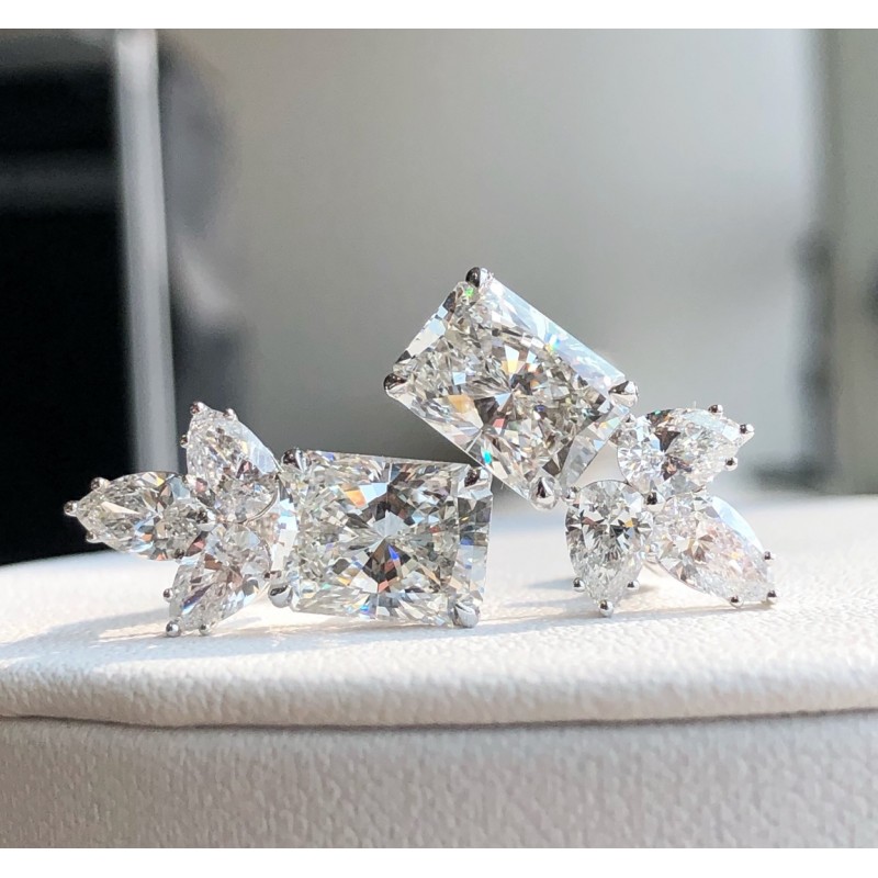 Ruif Jewelry Customized PT950 3ctx2pcs Lab Grown Diamond Earrings Radiant Cut Classic Engagement Band Jewelry Ruif Jewelry Customized PT950 3ctx2pcs Lab Grown Diamond Earrings Radiant Cut Classic Engagement Band Jewelry