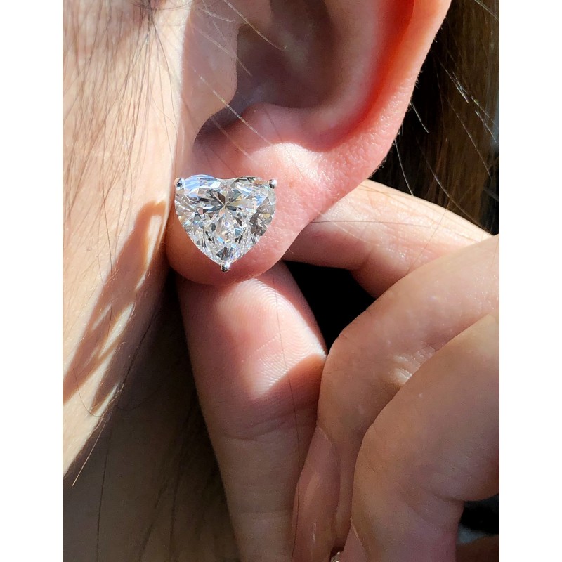 Ruif Jewelry Customized 18k White Gold 5ctx2pcs Lab Grown Diamond Earrings Heart Shape Classic Engagement Band Jewelry Ruif Jewelry Customized 18k White Gold 5ctx2pcs Lab Grown Diamond Earrings Heart Shape Classic Engagement Band Jewelry