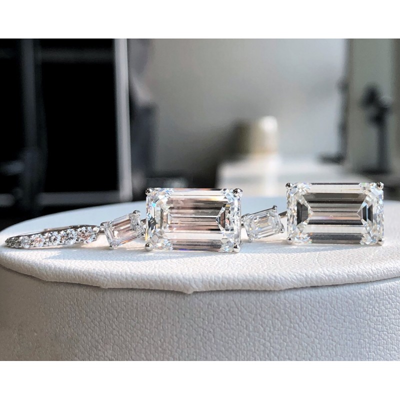 Ruif Jewelry Customized PT950 10ctx2pcs Lab Grown Diamond Earrings Emerald Cut Classic Engagement Band Jewelry Ruif Jewelry Customized PT950 10ctx2pcs Lab Grown Diamond Earrings Emerald Cut Classic Engagement Band Jewelry