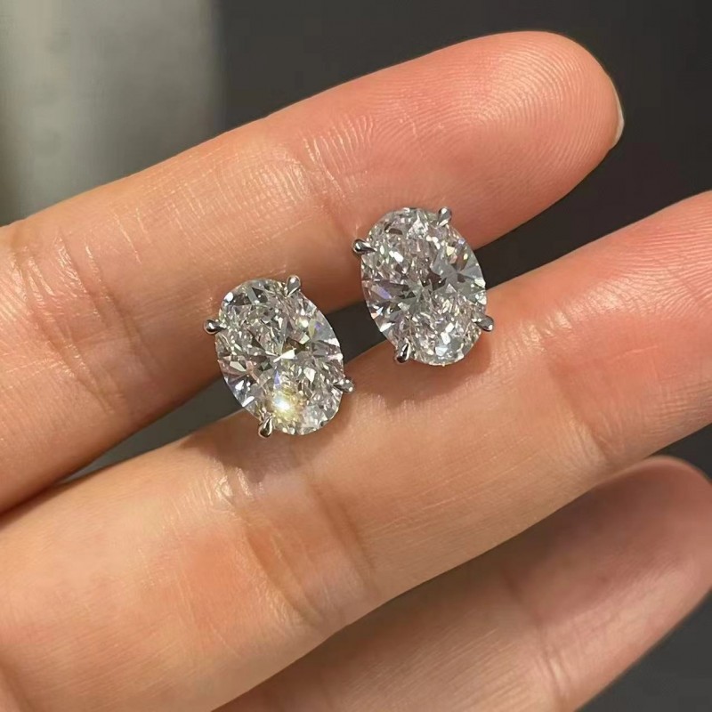Ruif Jewelry Customized 18k White Gold 3ctx2pcs Lab Grown Diamond Earrings Oval Shape Classic Engagement Band Jewelry Ruif Jewelry Customized 18k White Gold 3ctx2pcs Lab Grown Diamond Earrings Oval Shape Classic Engagement Band Jewelry