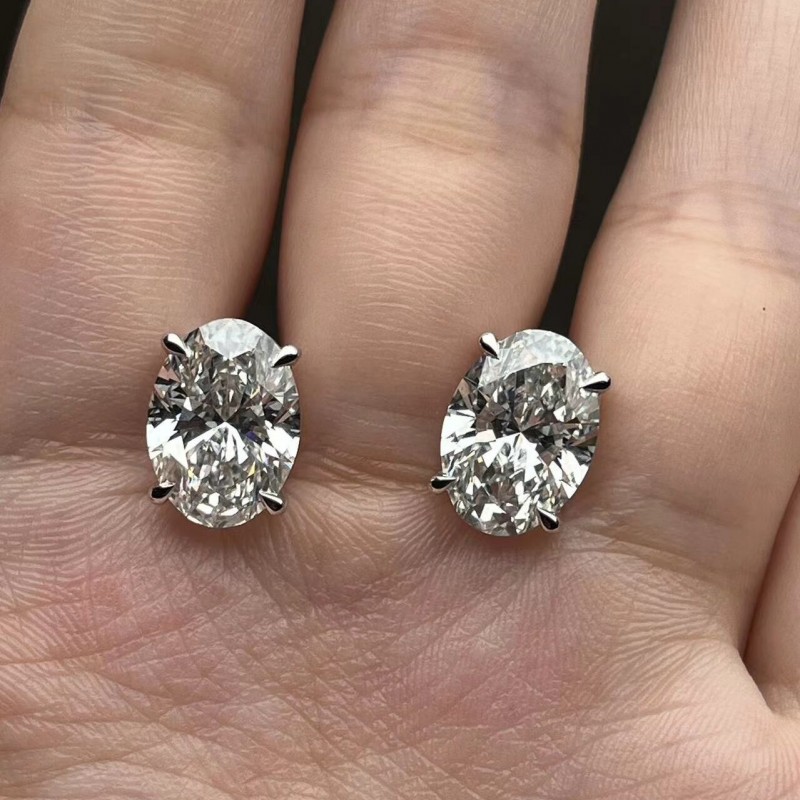 Ruif Jewelry Customized 18k White Gold 3ctx2pcs Lab Grown Diamond Earrings Oval Shape Classic Engagement Band Jewelry Ruif Jewelry Customized 18k White Gold 3ctx2pcs Lab Grown Diamond Earrings Oval Shape Classic Engagement Band Jewelry