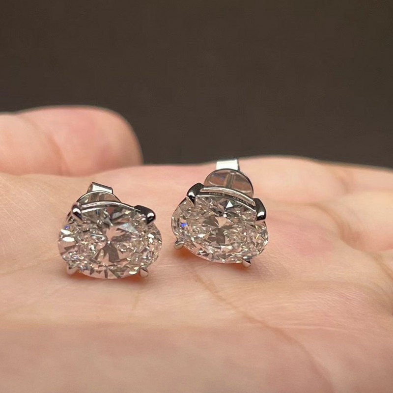 Ruif Jewelry Customized 18k White Gold 3ctx2pcs Lab Grown Diamond Earrings Oval Shape Classic Engagement Band Jewelry Ruif Jewelry Customized 18k White Gold 3ctx2pcs Lab Grown Diamond Earrings Oval Shape Classic Engagement Band Jewelry
