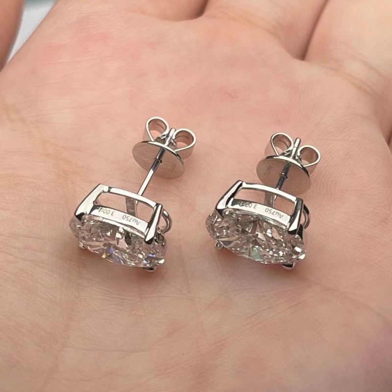 Ruif Jewelry Customized 18k White Gold 3ctx2pcs Lab Grown Diamond Earrings Oval Shape Classic Engagement Band Jewelry Ruif Jewelry Customized 18k White Gold 3ctx2pcs Lab Grown Diamond Earrings Oval Shape Classic Engagement Band Jewelry
