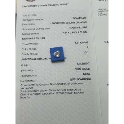 Ruif Jewelry 1.51ct E VS1 Lab Grown Diamonds for DIY Jewelry Making Size Customizable