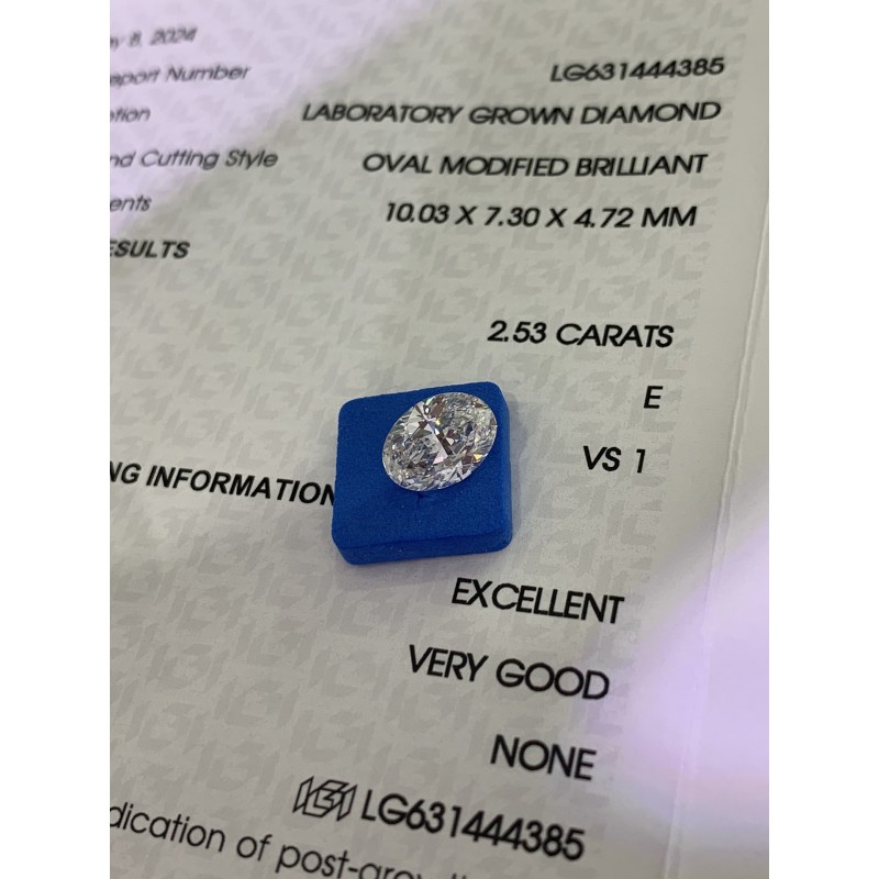 Ruif Jewelry 2.53ct Oval Cut IGI CVD E VS1 Lab Grown Diamonds for DIY Jewelry Making Size Customizable