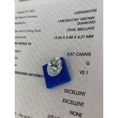 Ruif Jewelry 5.67ct Oval Cut CVD G VS1 Lab Grown Diamonds with IGI Certificate for DIY Jewelry Making Size Customizable