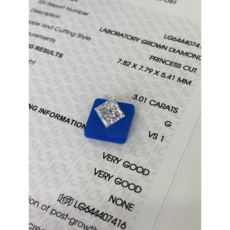 Ruif Jewelry 3.01ct Princess IGI CVD G VS1 Lab Grown Diamonds for DIY Jewelry Making Size Customizable