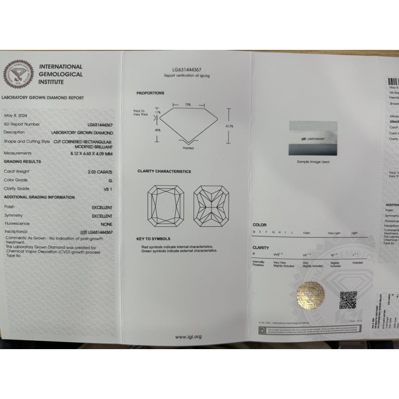 Ruif Jewelry 2.03ct Radiant Cut IGI CVD G VS1 Lab Grown Diamonds for DIY Jewelry Making Size Customizable Ruif Jewelry 2.03ct Radiant Cut IGI CVD G VS1 Lab Grown Diamonds for DIY Jewelry Making Size Customizable