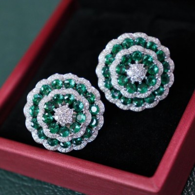 Ruif Peony Flower set S925 Silver Flower Ring And Earrings Jewelry Cubic Zircona Gemstone Fashion Jewelry