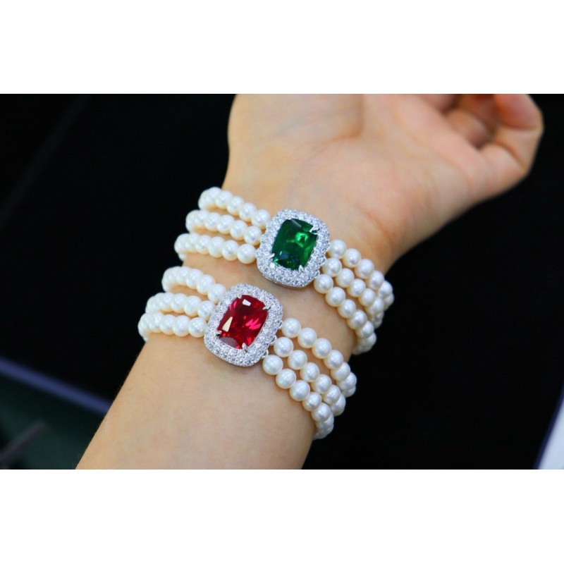 Ruif Jewelry Pearl Set S925 Silver Three Rows of Pearls Cubic Zircona Gemstone Fashion Jewelry Ruif Jewelry Pearl Set S925 Silver Three Rows of Pearls Cubic Zircona Gemstone Fashion Jewelry