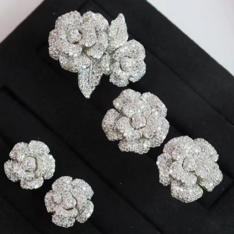 Ruif Jewelry Flower Set S925 Silver Ring Earrings Necklace Women Jewelry Cubic Zircona Gemstone Fashion Jewelry