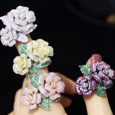 Ruif Jewelry Flower Set S925 Silver Ring Earrings Necklace Women Jewelry Cubic Zircona Gemstone Fashion Jewelry