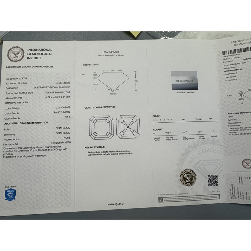 Ruif Jewelry 2.08ct CVD Fancy Green VS2 Lab Grown Diamonds IGI certificate Diamonds for DIY Jewelry Making Size Customizable Ruif Jewelry 2.08ct CVD Fancy Green VS2 Lab Grown Diamonds IGI certificate Diamonds for DIY Jewelry Making Size Customizable