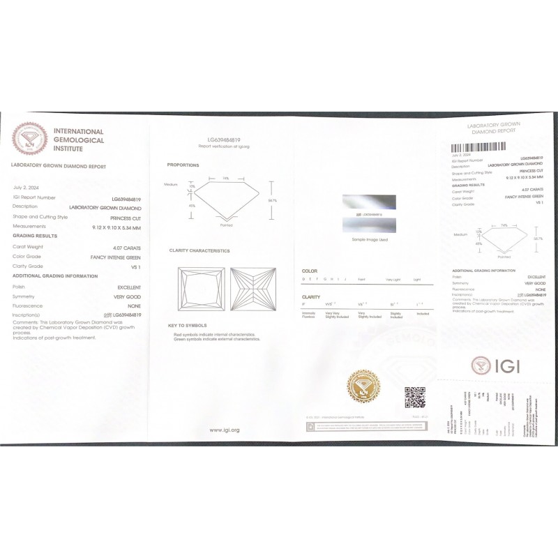 Ruif Jewelry 4.07ct CVD Fancy Intense Green VS1 Lab Grown Diamonds IGI certificate Diamonds for DIY Jewelry Making Size Customizable Ruif Jewelry 4.07ct CVD Fancy Intense Green VS1 Lab Grown Diamonds IGI certificate Diamonds for DIY Jewelry Making Size Customizable