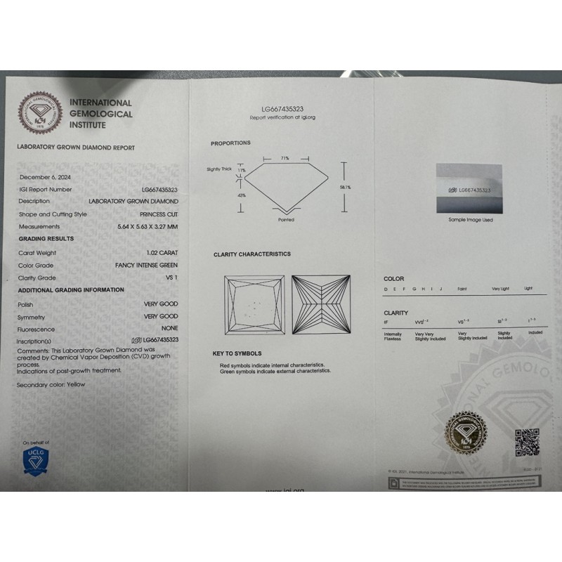 Ruif Jewelry 1.02ct CVD Fancy Intense Green VS1 Lab Grown Diamonds IGI certificate Diamonds for DIY Jewelry Making Size Customizable Ruif Jewelry 1.02ct CVD Fancy Intense Green VS1 Lab Grown Diamonds IGI certificate Diamonds for DIY Jewelry Making Size Customizable