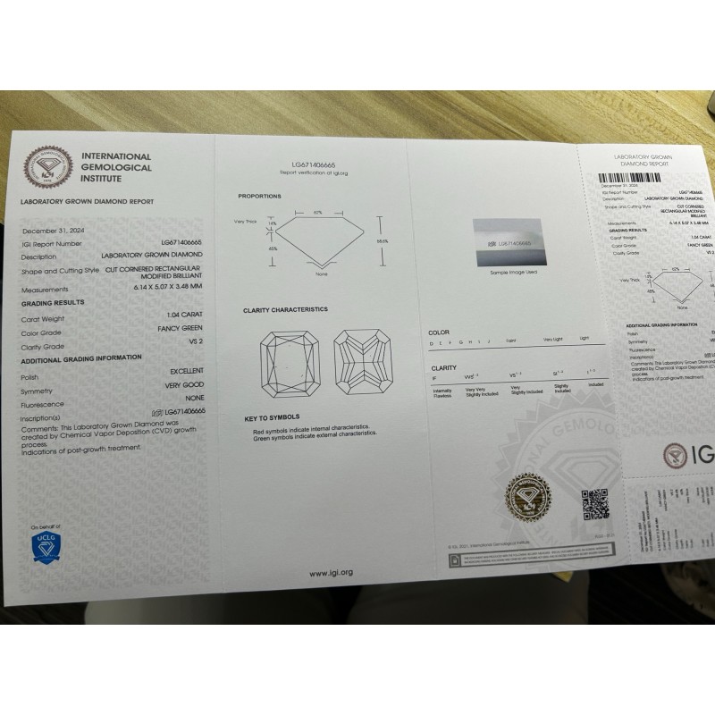 Ruif Jewelry 1.04ct CVD Fancy Deep Green VS2 Lab Grown Diamonds IGI certificate Diamonds for DIY Jewelry Making Size Customizable