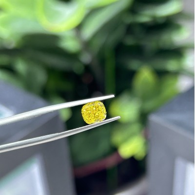 Ruif Jewelry Cushion Cut 1.10ct  Fancy ViVid Yellow VS2 EX EX  Lab Grown Diamond HPHT With IGI certificate LG712517820