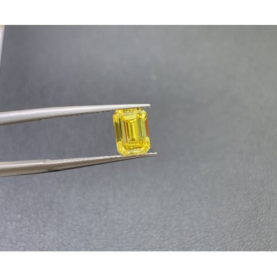 Ruif Jewelry Emerald cut 1.5/2/3ct Fancy  Fancy Yellow Lab Grown Diamond HPHT VVS2 Loose Diamond for Jewelry Making