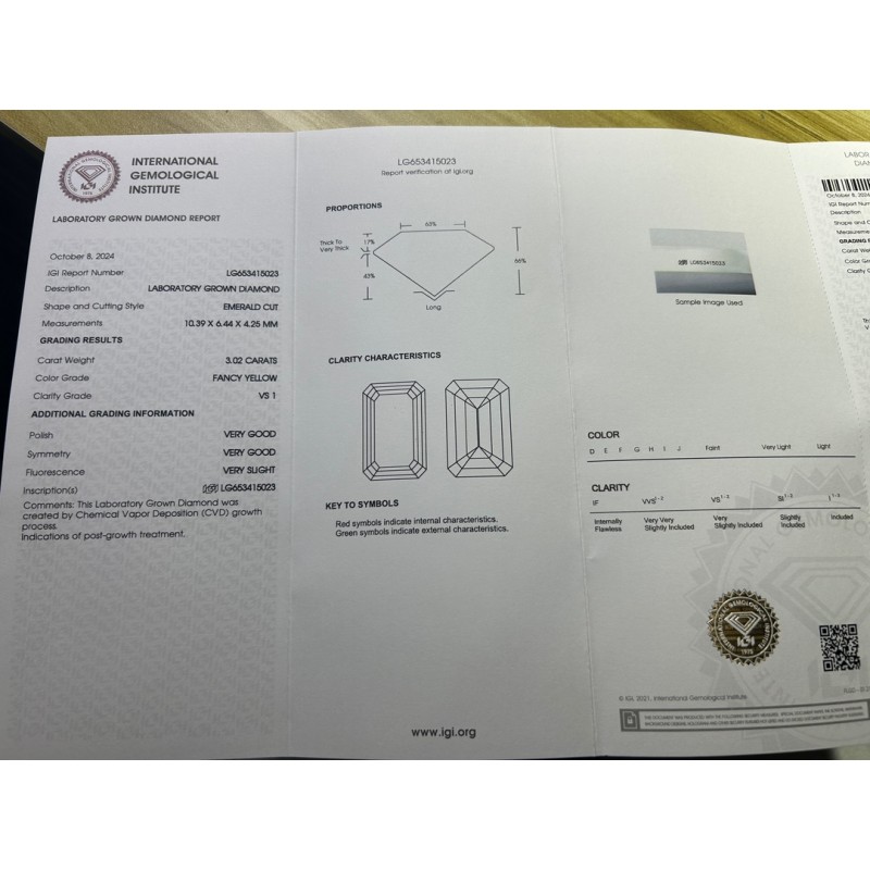 Ruif Jewelry Emerald cut 1.5/2/3ct Fancy Fancy Yellow Lab Grown Diamond HPHT VVS2 Loose Diamond for Jewelry Making Ruif Jewelry Emerald cut 1.5/2/3ct Fancy Fancy Yellow Lab Grown Diamond HPHT VVS2 Loose Diamond for Jewelry Making