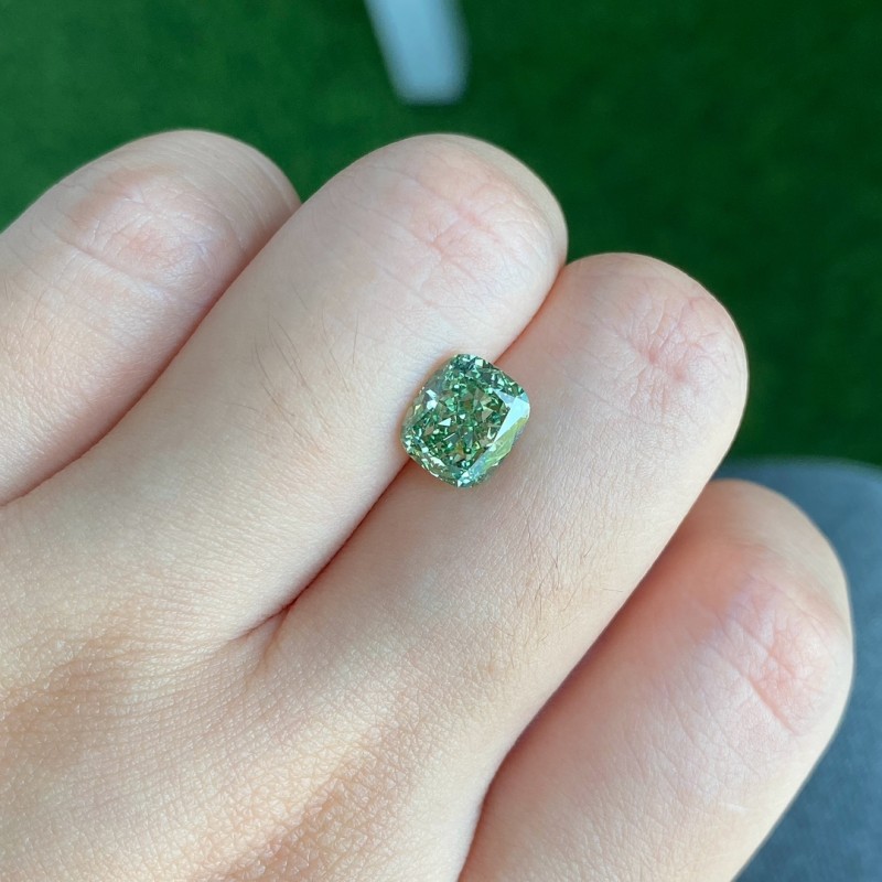 Ruif Jewelry 2ct Cushion Cut HPHT Green Lab Grown Diamonds No certificate Diamonds for DIY Jewelry Making Size Customizable Ruif Jewelry 2ct Cushion Cut HPHT Green Lab Grown Diamonds No certificate Diamonds for DIY Jewelry Making Size Customizable