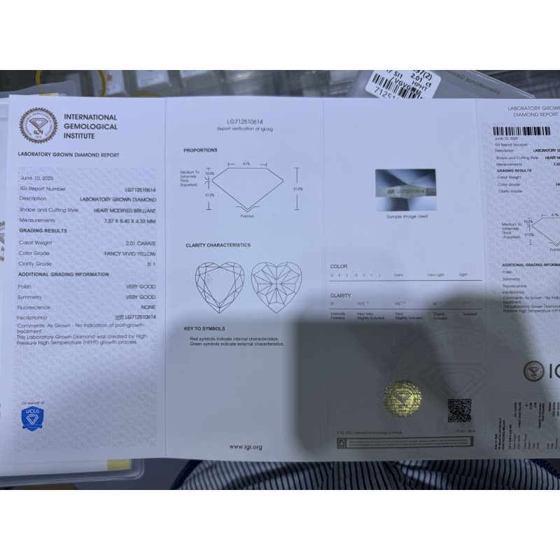 Ruif Jewelry Heart Shape 2.01ct Fancy Yellow Lab Grown Diamond Loose Diamond for Jewelry Making Ruif Jewelry Heart Shape 2.01ct Fancy Yellow Lab Grown Diamond Loose Diamond for Jewelry Making