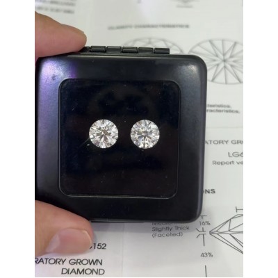 Ruif Jewelry 3-4ct Round Shape And Radiant Cut A Pair Of Diamonds Making Earrings for DIY Jewelry Making Size Customizable