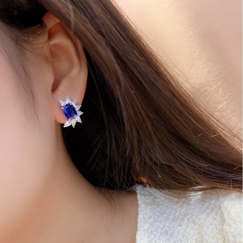 Ruif Jewelry Classic Design S925 Silver 4.066ct Lab Grown Emerald Earrings Red Ruby Royal Blue Sapphire Gemstone Jewelry Ruif Jewelry Classic Design S925 Silver 4.066ct Lab Grown Emerald Earrings Red Ruby Royal Blue Sapphire Gemstone Jewelry