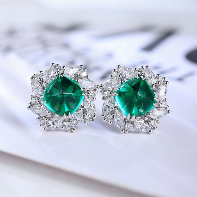 Ruif Jewelry Classic Design S925 Silver 2.93ct Lab Grown Emerald Earrings Red Ruby Royal Blue Sapphire Gemstone Jewelry Ruif Jewelry Classic Design S925 Silver 2.93ct Lab Grown Emerald Earrings Red Ruby Royal Blue Sapphire Gemstone Jewelry