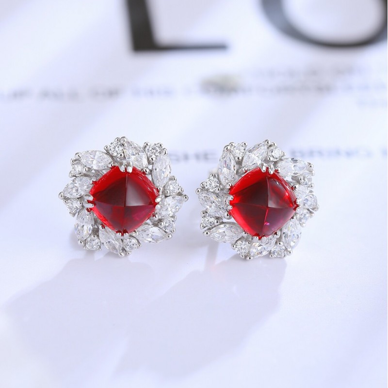 Ruif Jewelry Classic Design S925 Silver 2.93ct Lab Grown Emerald Earrings Red Ruby Royal Blue Sapphire Gemstone Jewelry Ruif Jewelry Classic Design S925 Silver 2.93ct Lab Grown Emerald Earrings Red Ruby Royal Blue Sapphire Gemstone Jewelry