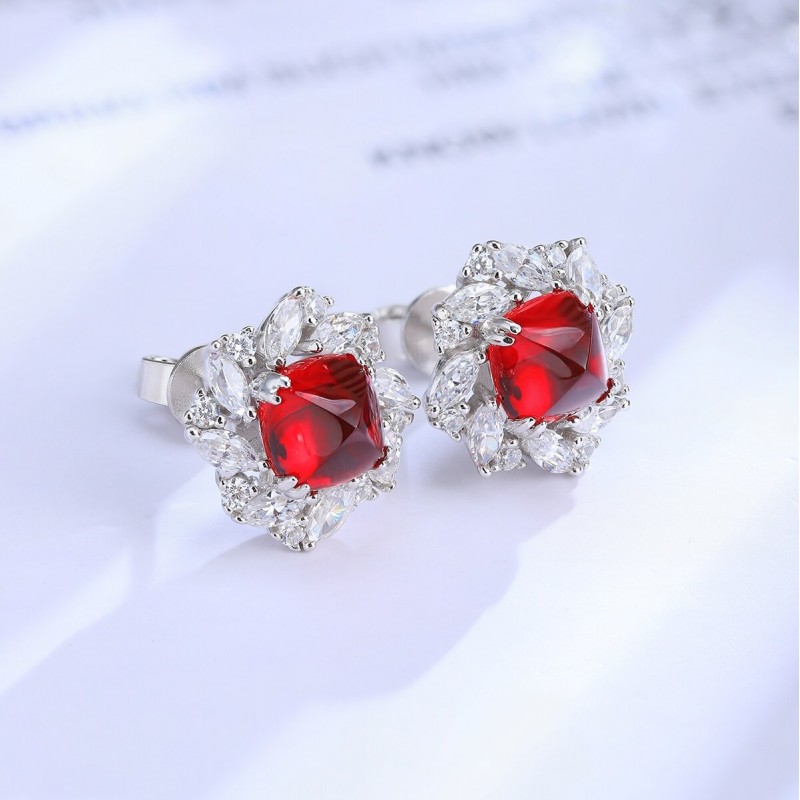Ruif Jewelry Classic Design S925 Silver 2.93ct Lab Grown Emerald Earrings Red Ruby Royal Blue Sapphire Gemstone Jewelry Ruif Jewelry Classic Design S925 Silver 2.93ct Lab Grown Emerald Earrings Red Ruby Royal Blue Sapphire Gemstone Jewelry