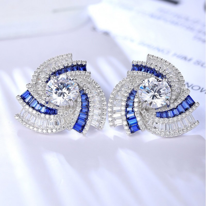 Ruif Jewelry Classic Design S925 Silver 1.1695ct Lab Grown Emerald Earrings Red Ruby Royal Blue Sapphire Gemstone Jewelry Ruif Jewelry Classic Design S925 Silver 1.1695ct Lab Grown Emerald Earrings Red Ruby Royal Blue Sapphire Gemstone Jewelry