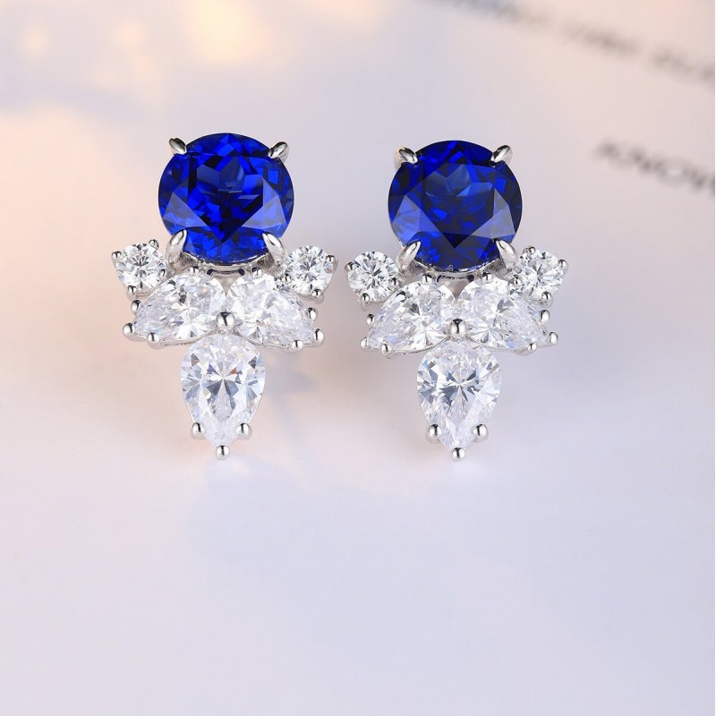 Ruif Jewelry Classic Design S925 Silver 5.6ct Lab Grown Emerald Earrings Red Ruby Royal Blue Sapphire Gemstone Jewelry Ruif Jewelry Classic Design S925 Silver 5.6ct Lab Grown Emerald Earrings Red Ruby Royal Blue Sapphire Gemstone Jewelry