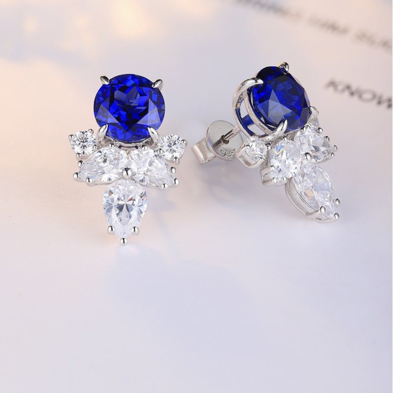 Ruif Jewelry Classic Design S925 Silver 5.6ct Lab Grown Emerald Earrings Red Ruby Royal Blue Sapphire Gemstone Jewelry Ruif Jewelry Classic Design S925 Silver 5.6ct Lab Grown Emerald Earrings Red Ruby Royal Blue Sapphire Gemstone Jewelry