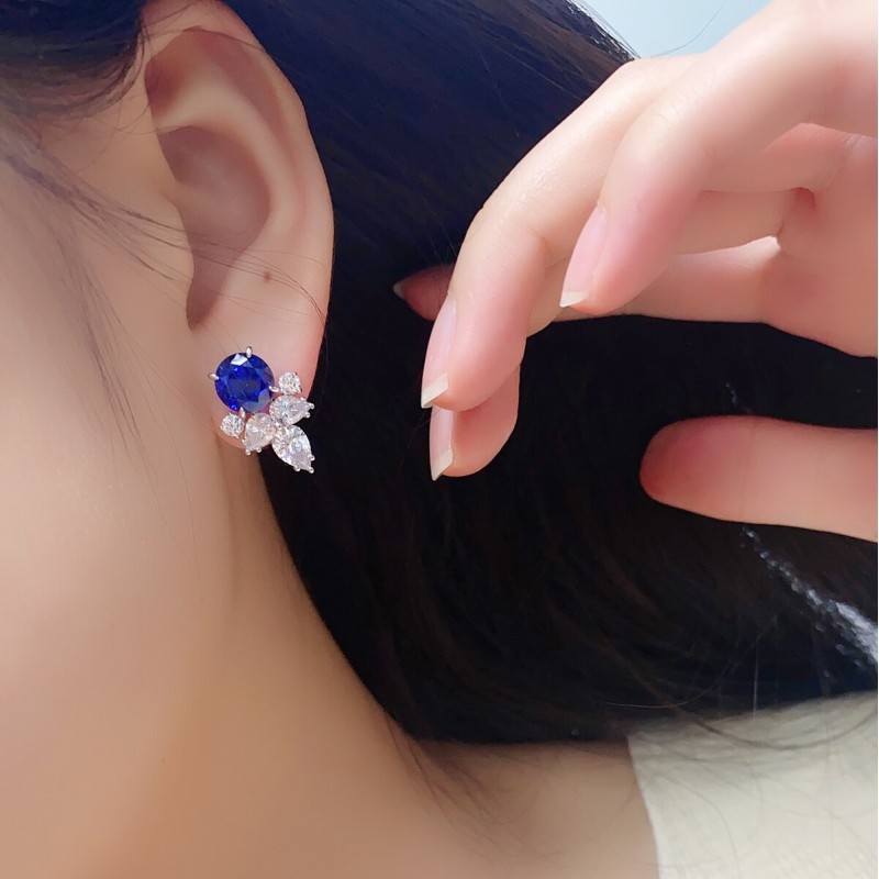 Ruif Jewelry Classic Design S925 Silver 5.6ct Lab Grown Emerald Earrings Red Ruby Royal Blue Sapphire Gemstone Jewelry Ruif Jewelry Classic Design S925 Silver 5.6ct Lab Grown Emerald Earrings Red Ruby Royal Blue Sapphire Gemstone Jewelry
