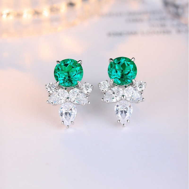 Ruif Jewelry Classic Design S925 Silver 5.6ct Lab Grown Emerald Earrings Red Ruby Royal Blue Sapphire Gemstone Jewelry Ruif Jewelry Classic Design S925 Silver 5.6ct Lab Grown Emerald Earrings Red Ruby Royal Blue Sapphire Gemstone Jewelry