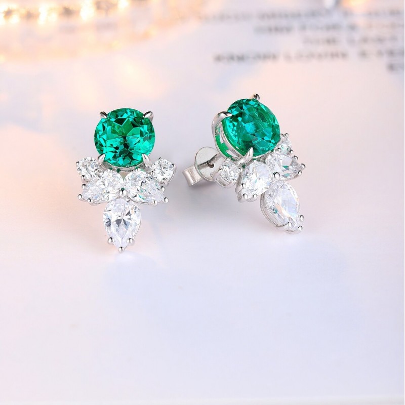 Ruif Jewelry Classic Design S925 Silver 5.6ct Lab Grown Emerald Earrings Red Ruby Royal Blue Sapphire Gemstone Jewelry Ruif Jewelry Classic Design S925 Silver 5.6ct Lab Grown Emerald Earrings Red Ruby Royal Blue Sapphire Gemstone Jewelry