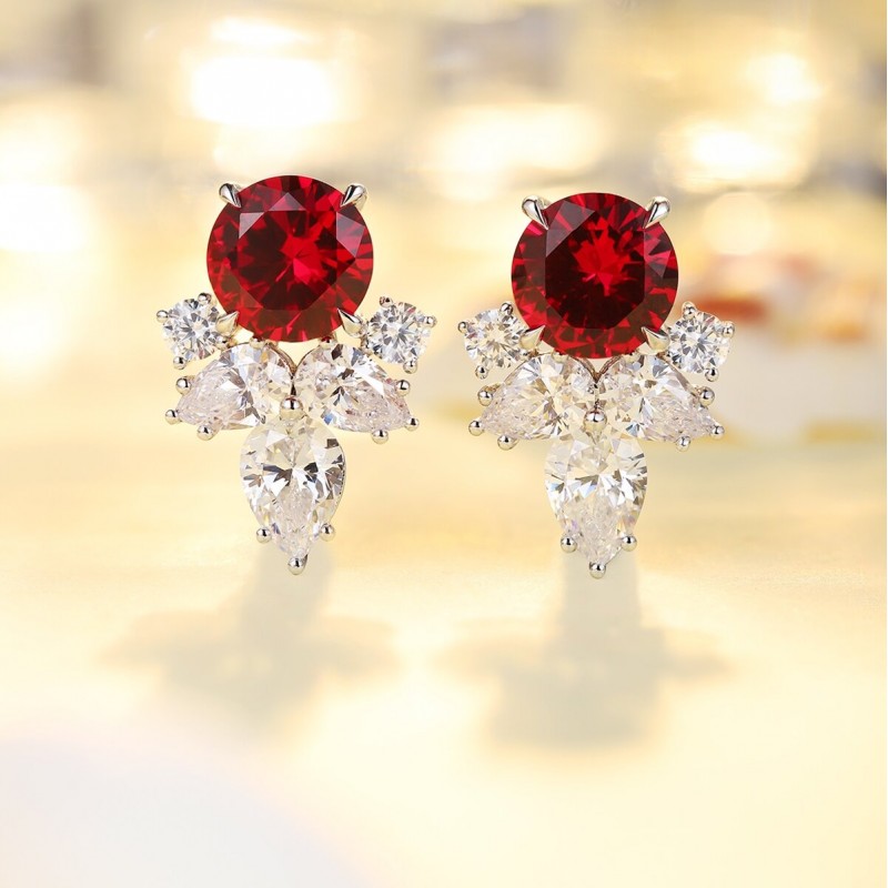 Ruif Jewelry Classic Design S925 Silver 5.6ct Lab Grown Emerald Earrings Red Ruby Royal Blue Sapphire Gemstone Jewelry Ruif Jewelry Classic Design S925 Silver 5.6ct Lab Grown Emerald Earrings Red Ruby Royal Blue Sapphire Gemstone Jewelry