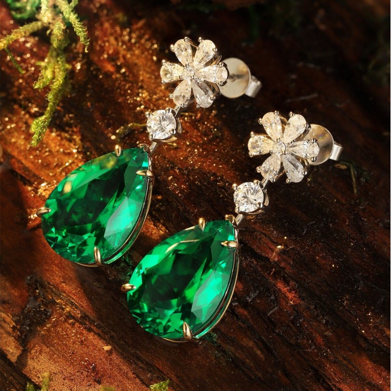 Ruif Jewelry Classic Design S925 Silver 10.98ct Lab Grown Emerald Earrings Gemstone Jewelry Ruif Jewelry Classic Design S925 Silver 10.98ct Lab Grown Emerald Earrings Gemstone Jewelry