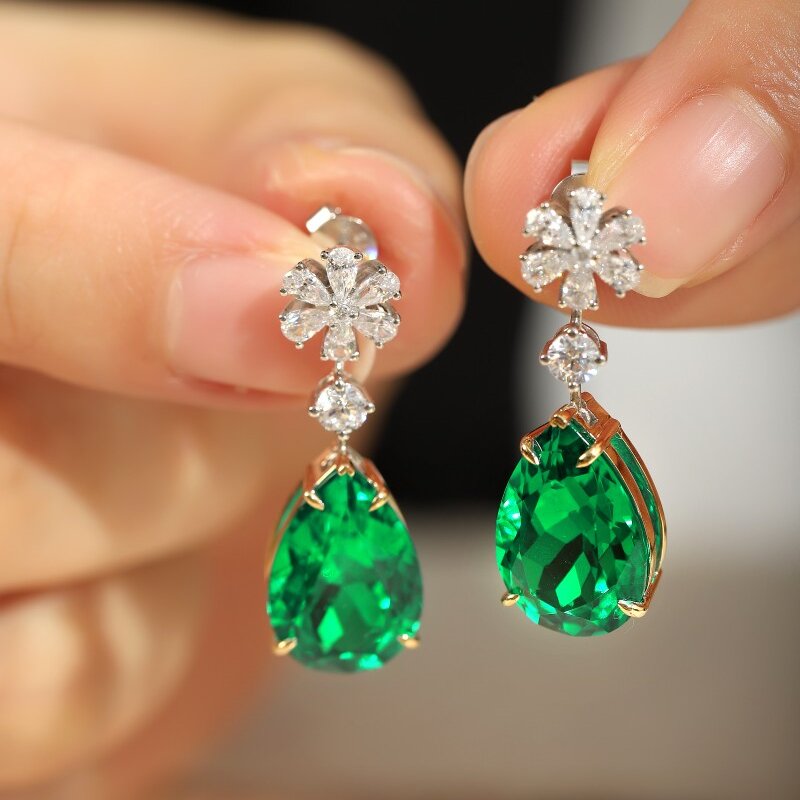 Ruif Jewelry Classic Design S925 Silver 10.98ct Lab Grown Emerald Earrings Gemstone Jewelry Ruif Jewelry Classic Design S925 Silver 10.98ct Lab Grown Emerald Earrings Gemstone Jewelry