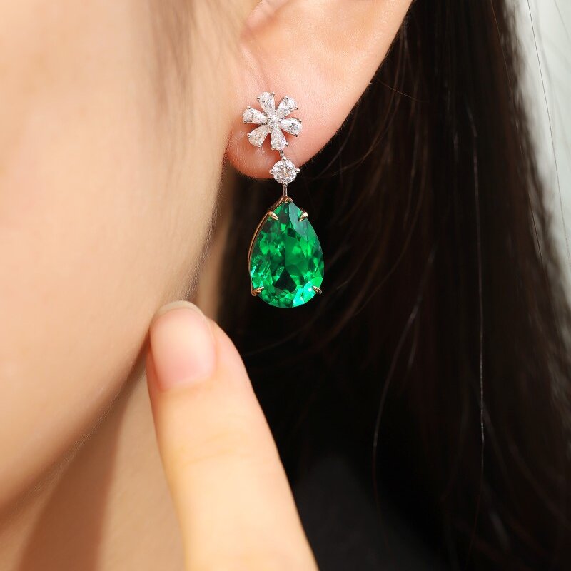 Ruif Jewelry Classic Design S925 Silver 10.98ct Lab Grown Emerald Earrings Gemstone Jewelry Ruif Jewelry Classic Design S925 Silver 10.98ct Lab Grown Emerald Earrings Gemstone Jewelry