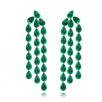 Ruif Jewelry Classic Design S925 Silver 17.3ct Lab Grown Emerald Earrings Gemstone Jewelry