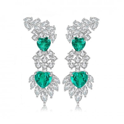 Ruif Jewelry Classic Design S925 Silver 4.53ct  Lab Grown Emerald Earrings Gemstone Jewelry