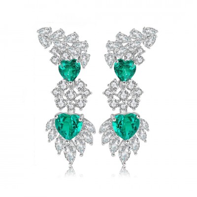 Ruif Jewelry Classic Design S925 Silver 4.53ct  Lab Grown Emerald Earrings Gemstone Jewelry