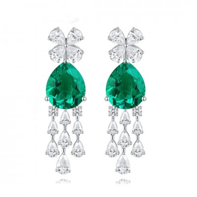 Ruif Jewelry Classic Design S925 Silver 7.6ct Lab Grown Emerald Earrings Gemstone Jewelry